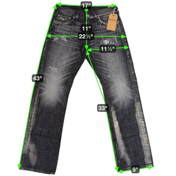 True Religion Mens 32 Distressed Silver Highlight Ricky Jeans USA Casual 90s Y2K - Picture 2 of 16